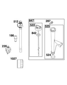Lubrication Group Diagram and Parts List for 40T877-0008-B5  Briggs and Stratton Engine